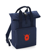 Roll Top Back Pack with Sonsie Face Highland Cow Logo