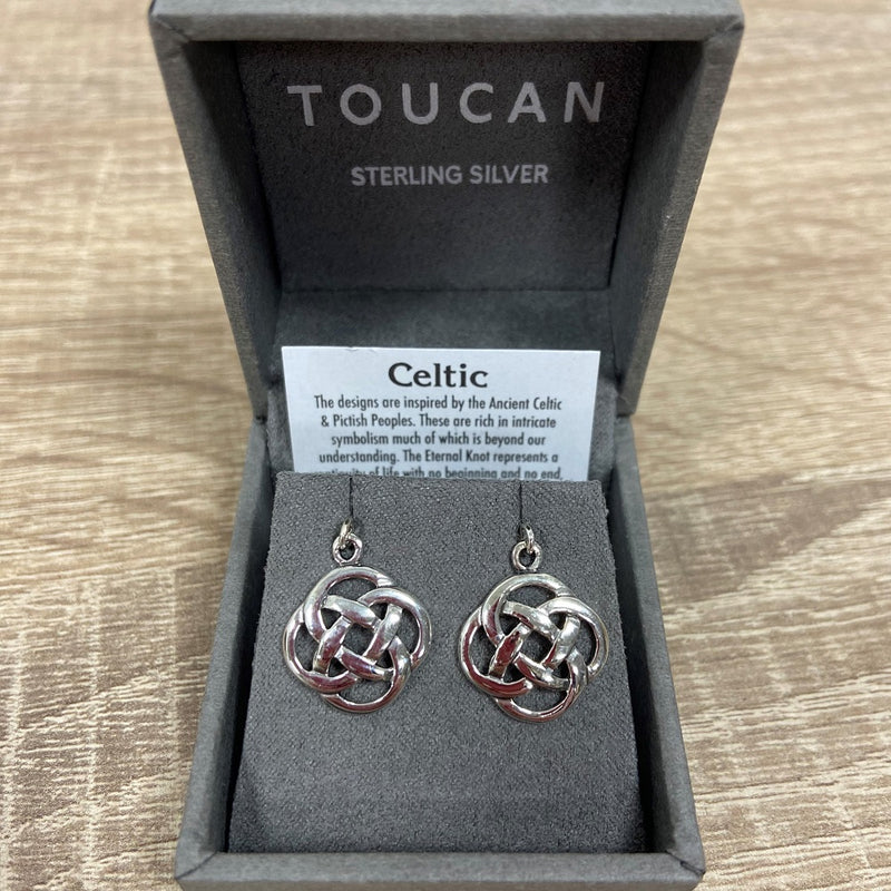 Sterling Silver Round Celtic Knot Pendant Earrings
