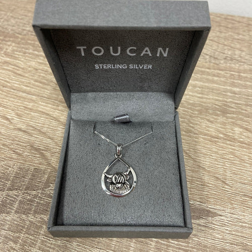 Sterling Silver Highland Cow Pendant Necklace