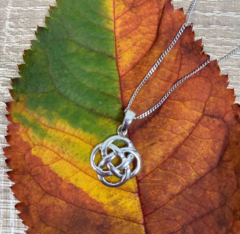 Sterling Silver Necklace with Round Celtic Knot Pendant